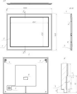 Зеркало La Fenice Cubo FNC-02-CUB-BG-80-60 синее матовое 80 см